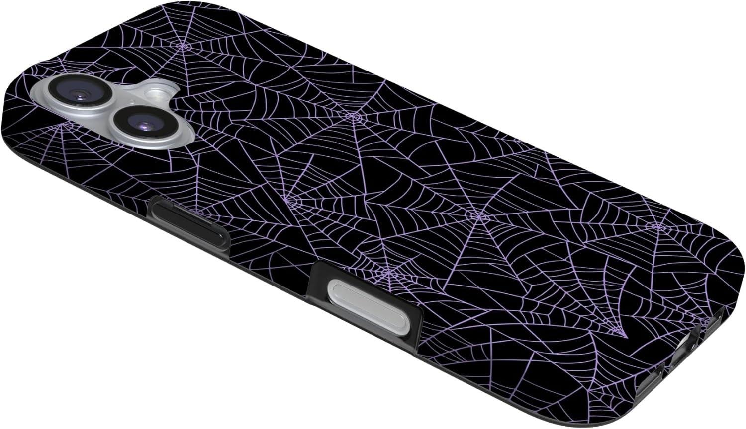 imageCasely iPhone 17 Case Full Bloom Navy Floral Compatible with MagSafe Classic Ultra Thin DesignMidnight Web Spider Web