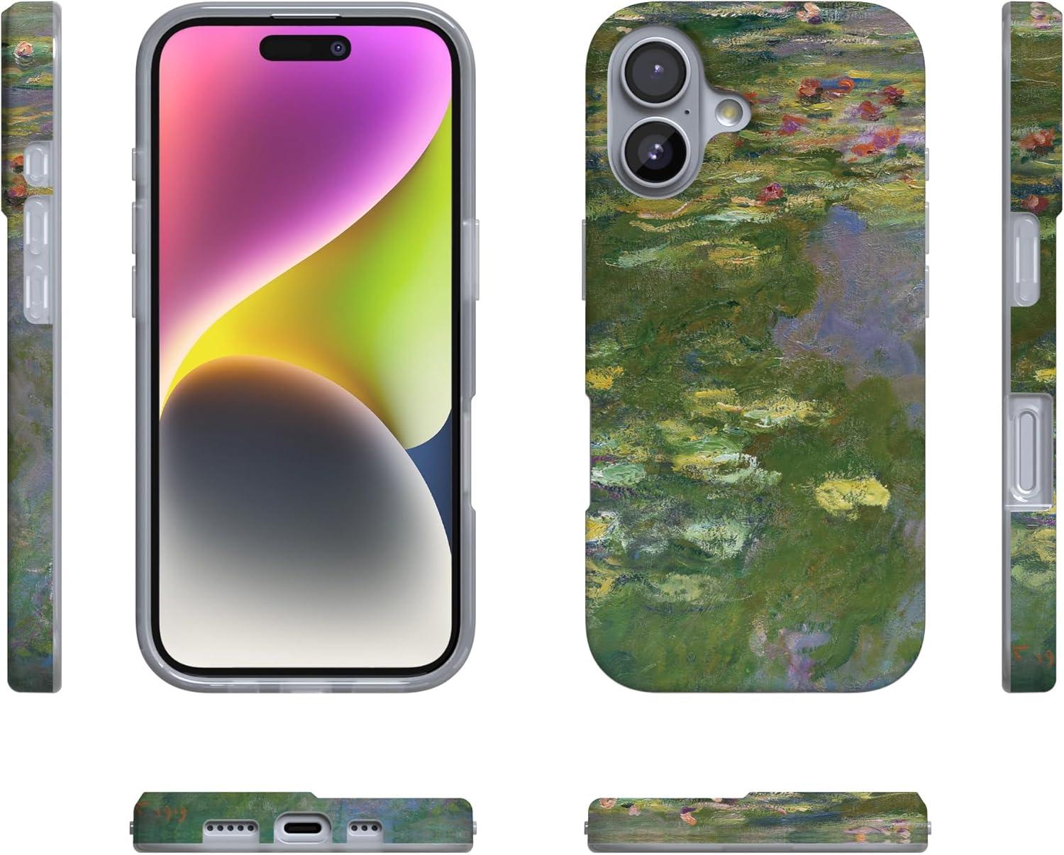 imageCasely iPhone 17 Case Full Bloom Navy Floral Compatible with MagSafe Classic Ultra Thin DesignMonets Water Lilies The Met Museum