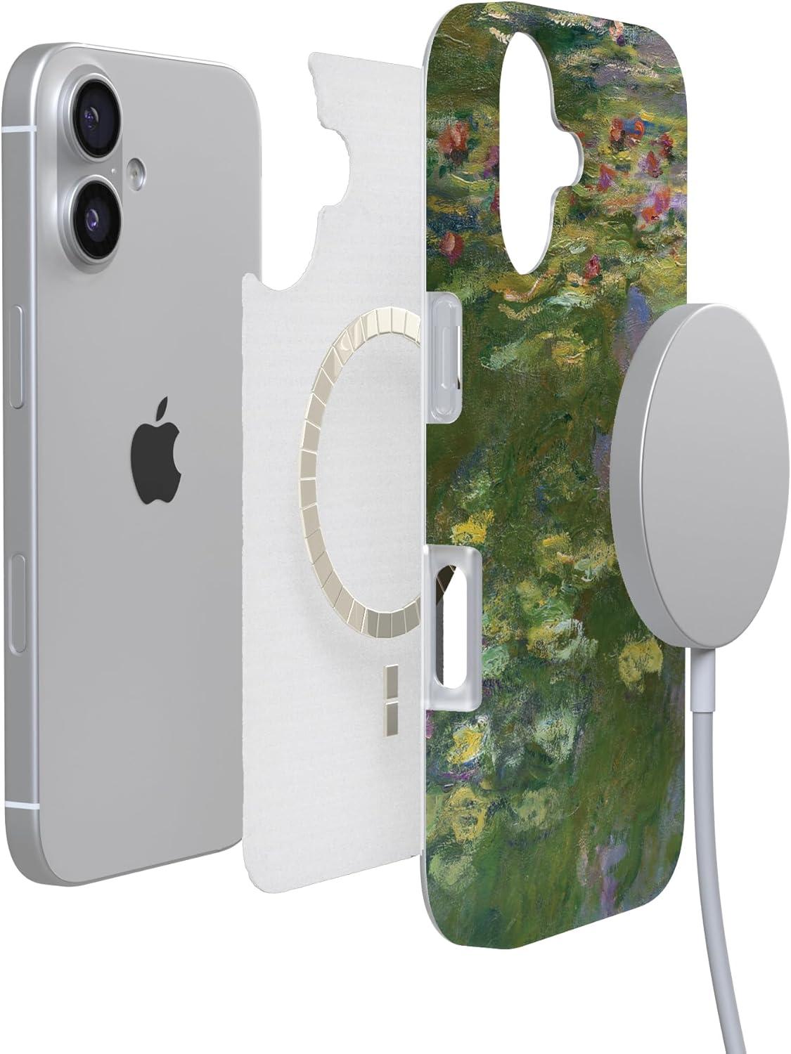 imageCasely iPhone 17 Case Full Bloom Navy Floral Compatible with MagSafe Classic Ultra Thin DesignMonets Water Lilies The Met Museum