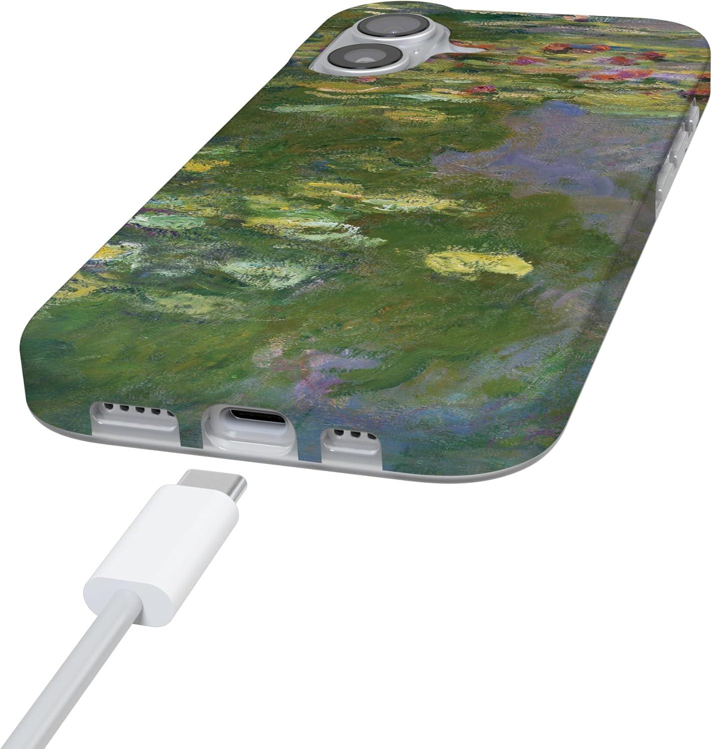 imageCasely iPhone 17 Case Full Bloom Navy Floral Compatible with MagSafe Classic Ultra Thin DesignMonets Water Lilies The Met Museum