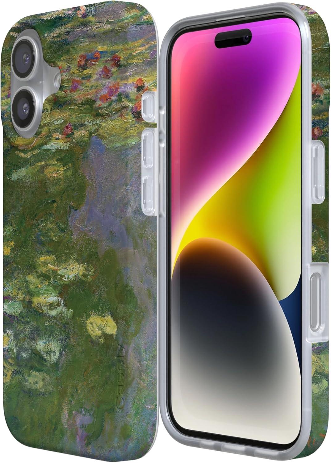 imageCasely iPhone 17 Case Full Bloom Navy Floral Compatible with MagSafe Classic Ultra Thin DesignMonets Water Lilies The Met Museum