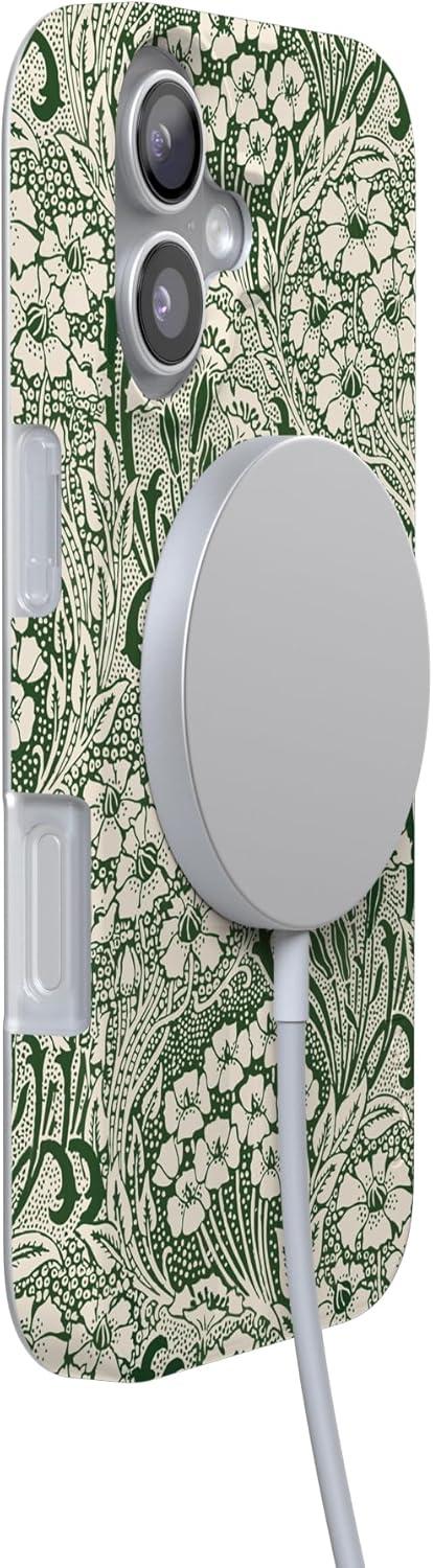 imageCasely iPhone 17 Case Full Bloom Navy Floral Compatible with MagSafe Classic Ultra Thin DesignMystic Meadow Green Gardens