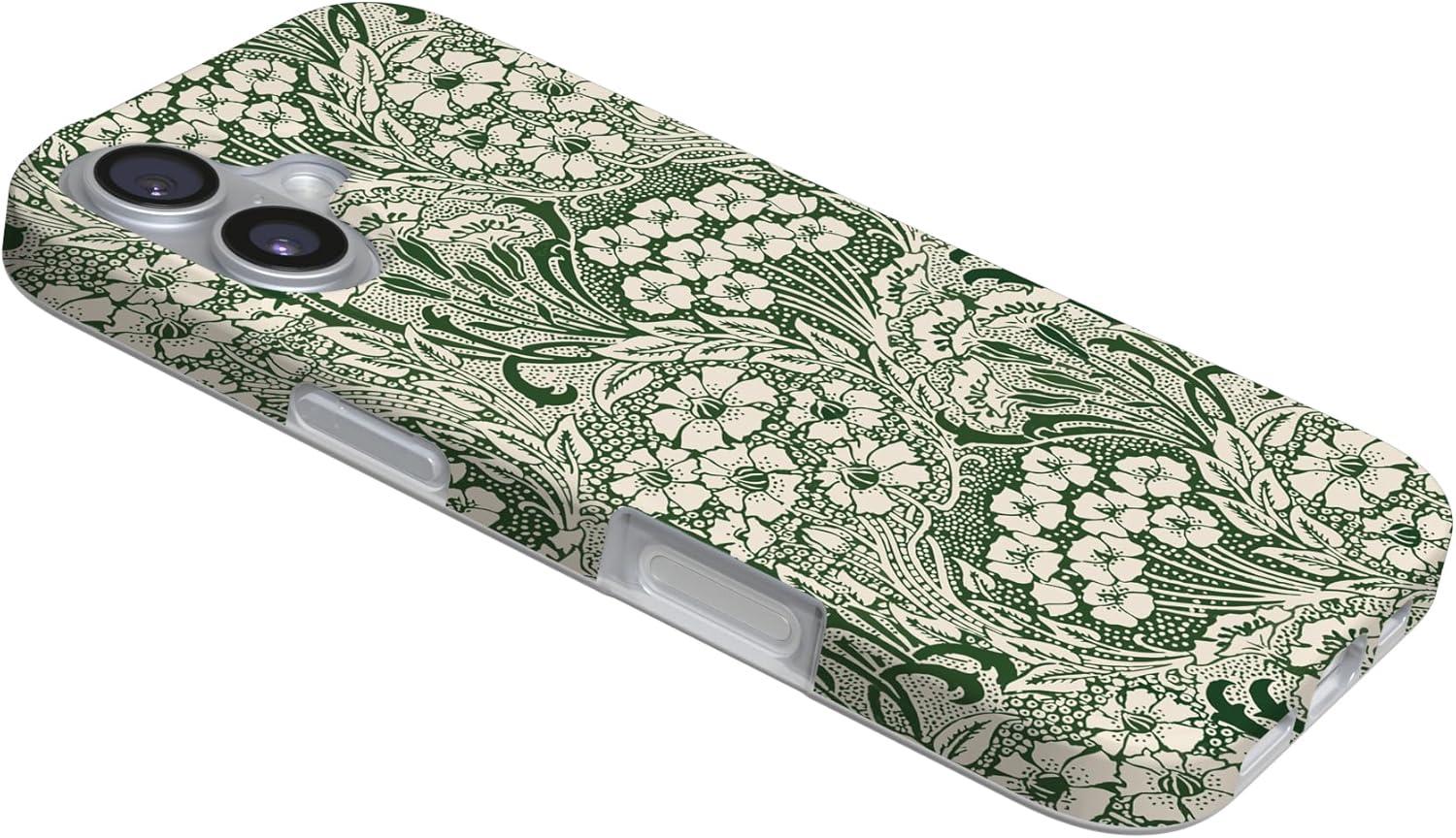 imageCasely iPhone 17 Case Full Bloom Navy Floral Compatible with MagSafe Classic Ultra Thin DesignMystic Meadow Green Gardens