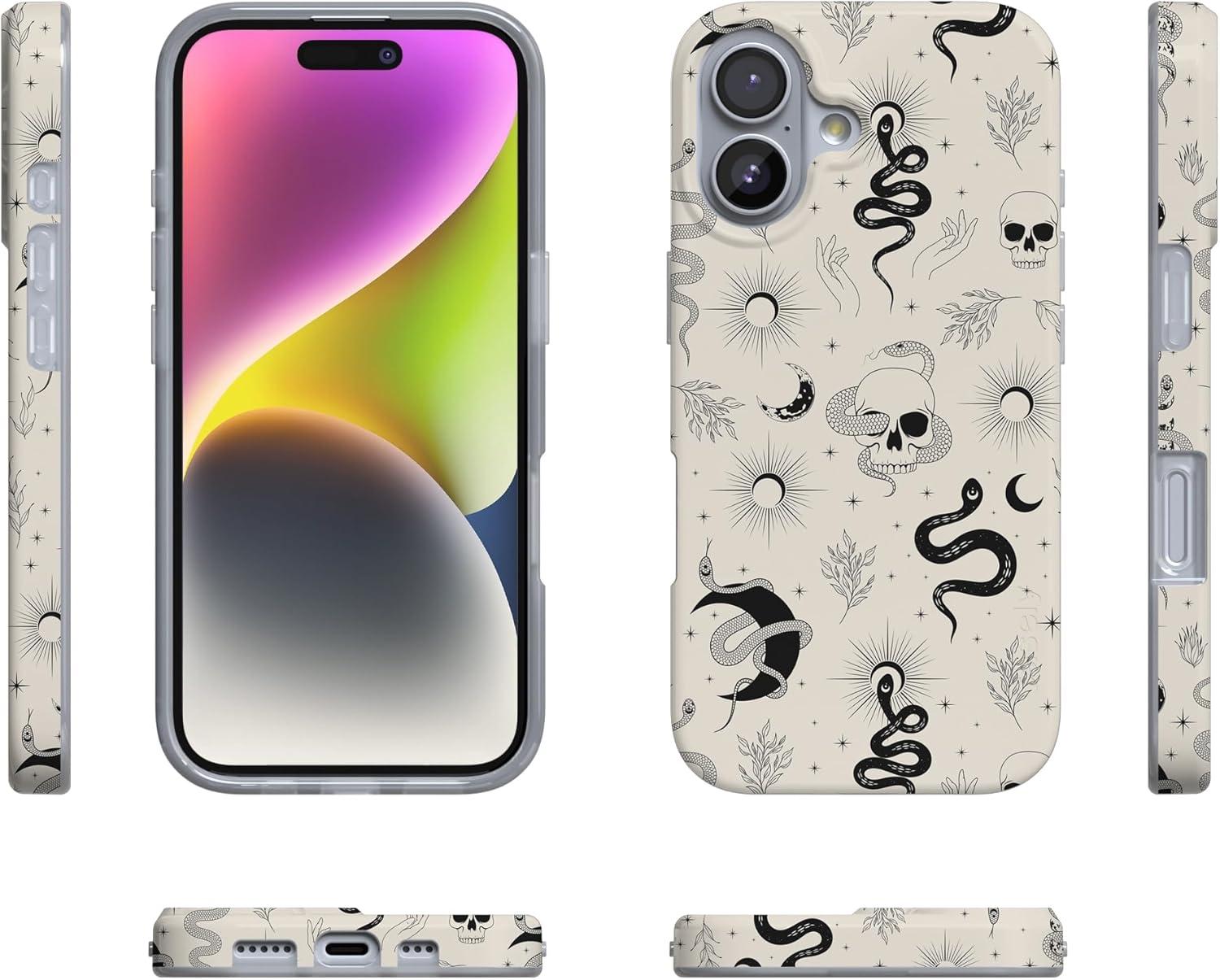 imageCasely iPhone 17 Case Full Bloom Navy Floral Compatible with MagSafe Classic Ultra Thin DesignNo Further Explanation Snakes Skulls