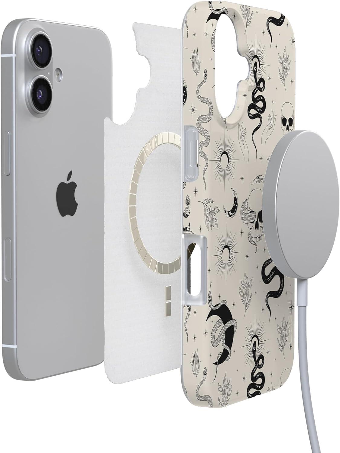 imageCasely iPhone 17 Case Full Bloom Navy Floral Compatible with MagSafe Classic Ultra Thin DesignNo Further Explanation Snakes Skulls