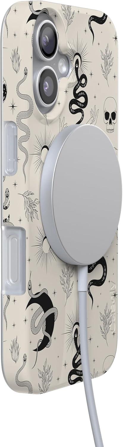 imageCasely iPhone 17 Case Full Bloom Navy Floral Compatible with MagSafe Classic Ultra Thin DesignNo Further Explanation Snakes Skulls