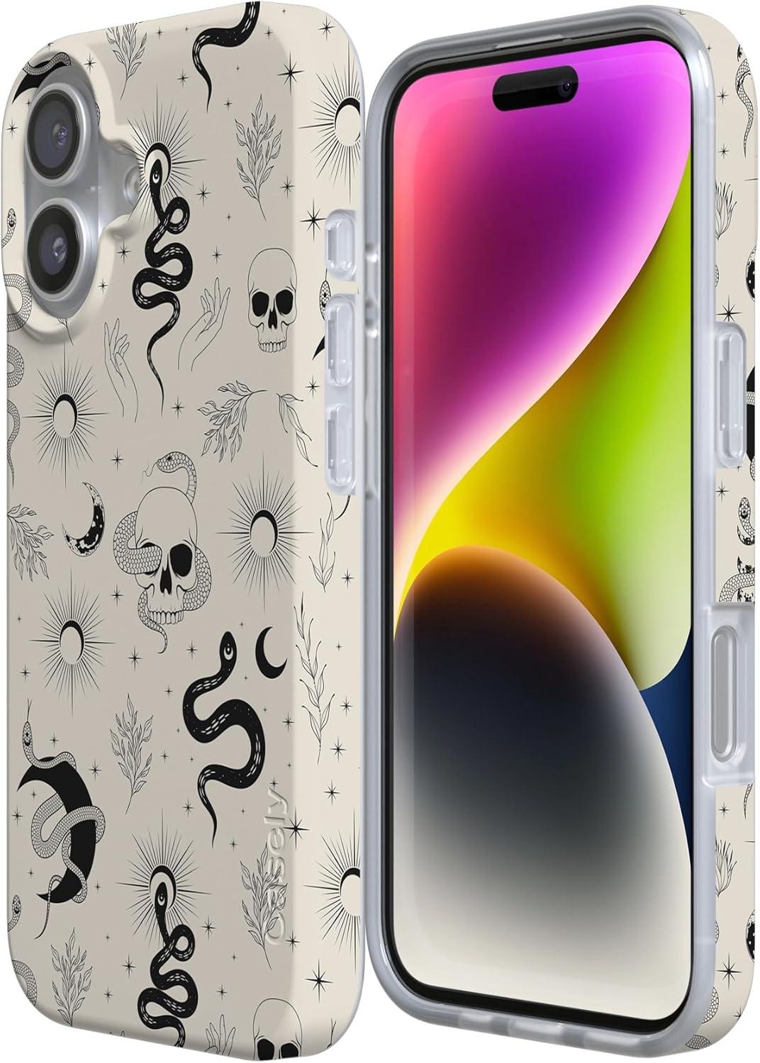 imageCasely iPhone 17 Case Full Bloom Navy Floral Compatible with MagSafe Classic Ultra Thin DesignNo Further Explanation Snakes Skulls