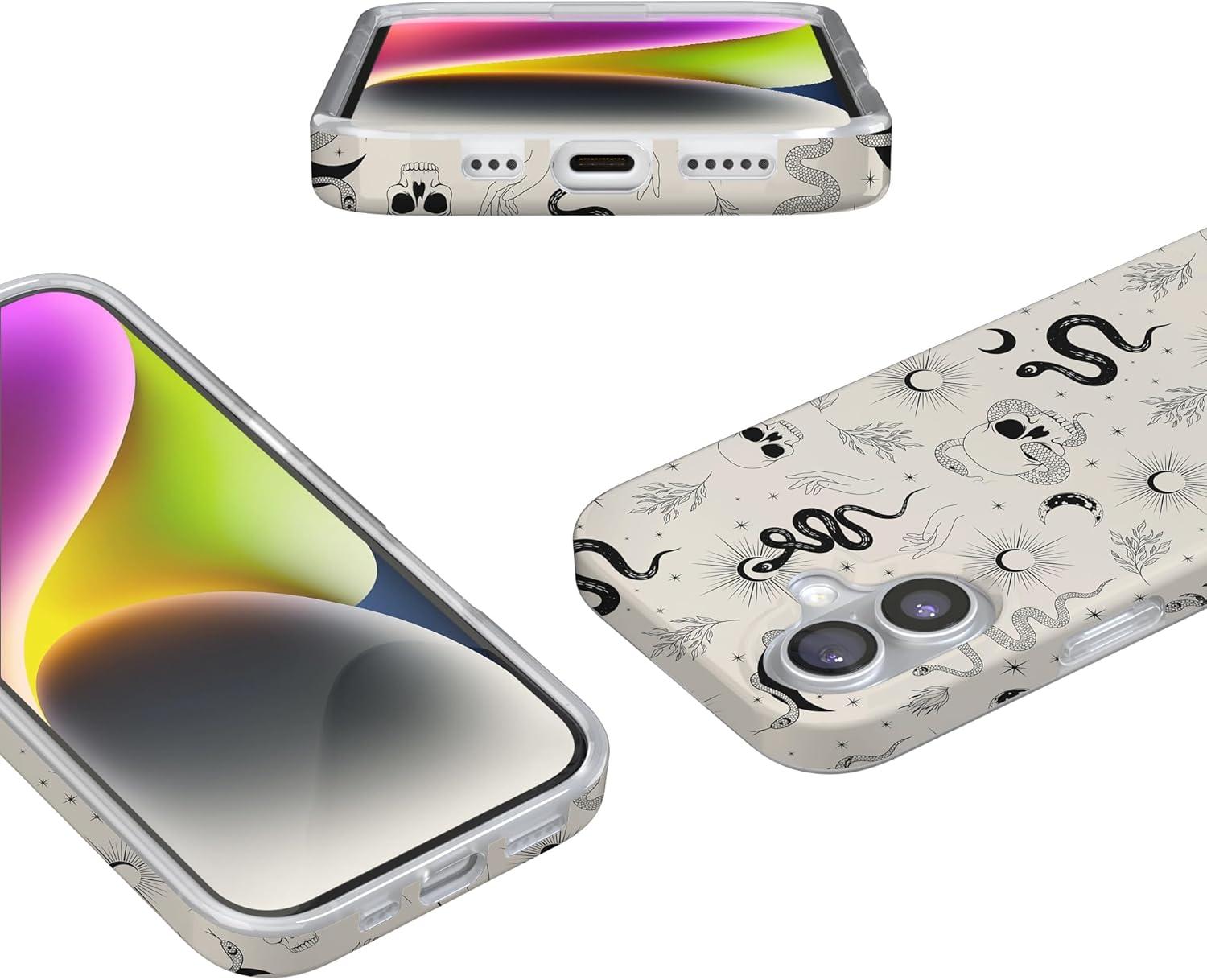 imageCasely iPhone 17 Case Full Bloom Navy Floral Compatible with MagSafe Classic Ultra Thin DesignNo Further Explanation Snakes Skulls