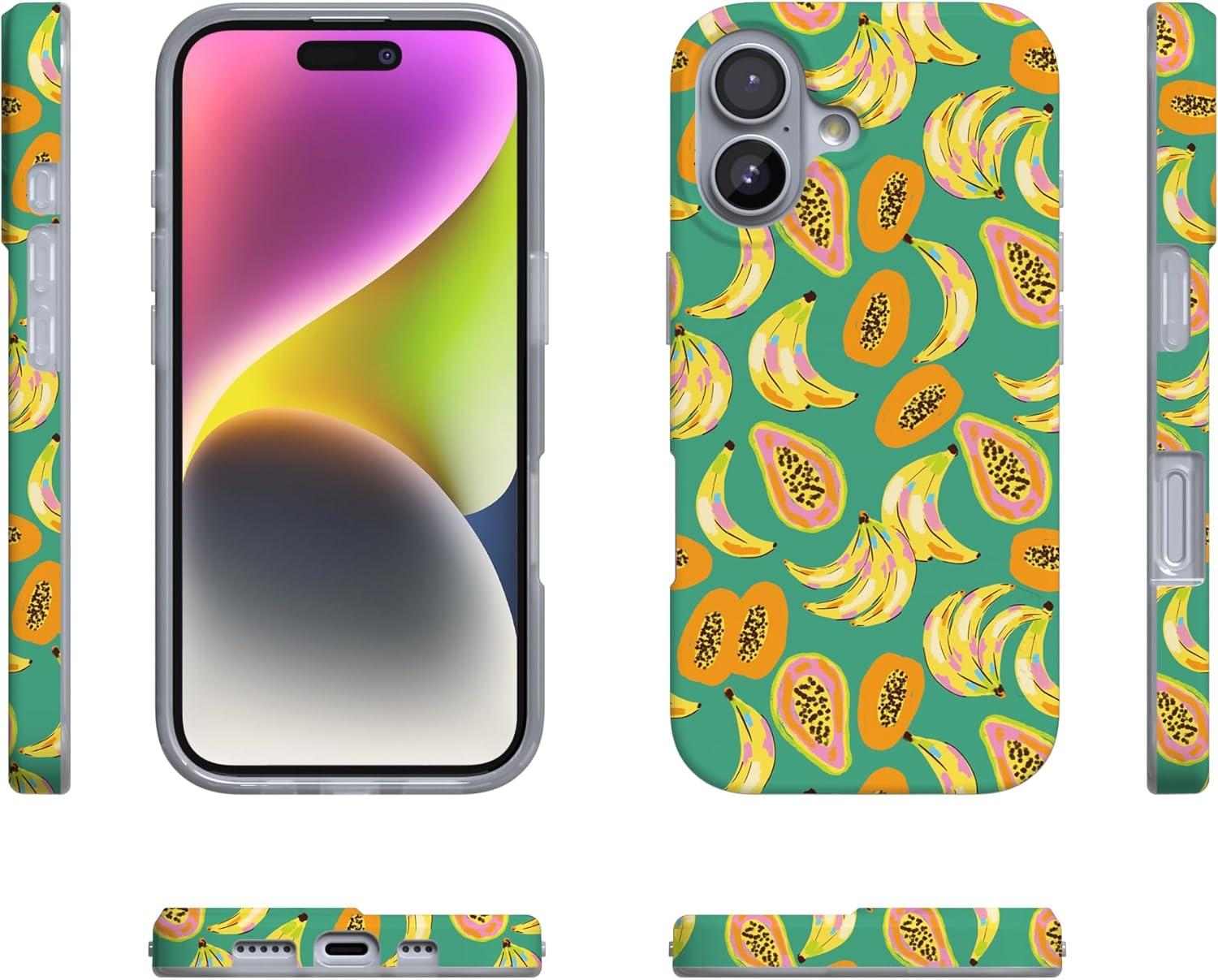 imageCasely iPhone 17 Case Full Bloom Navy Floral Compatible with MagSafe Classic Ultra Thin DesignPapaya Palms Dippin Daisys Tropical Vaca