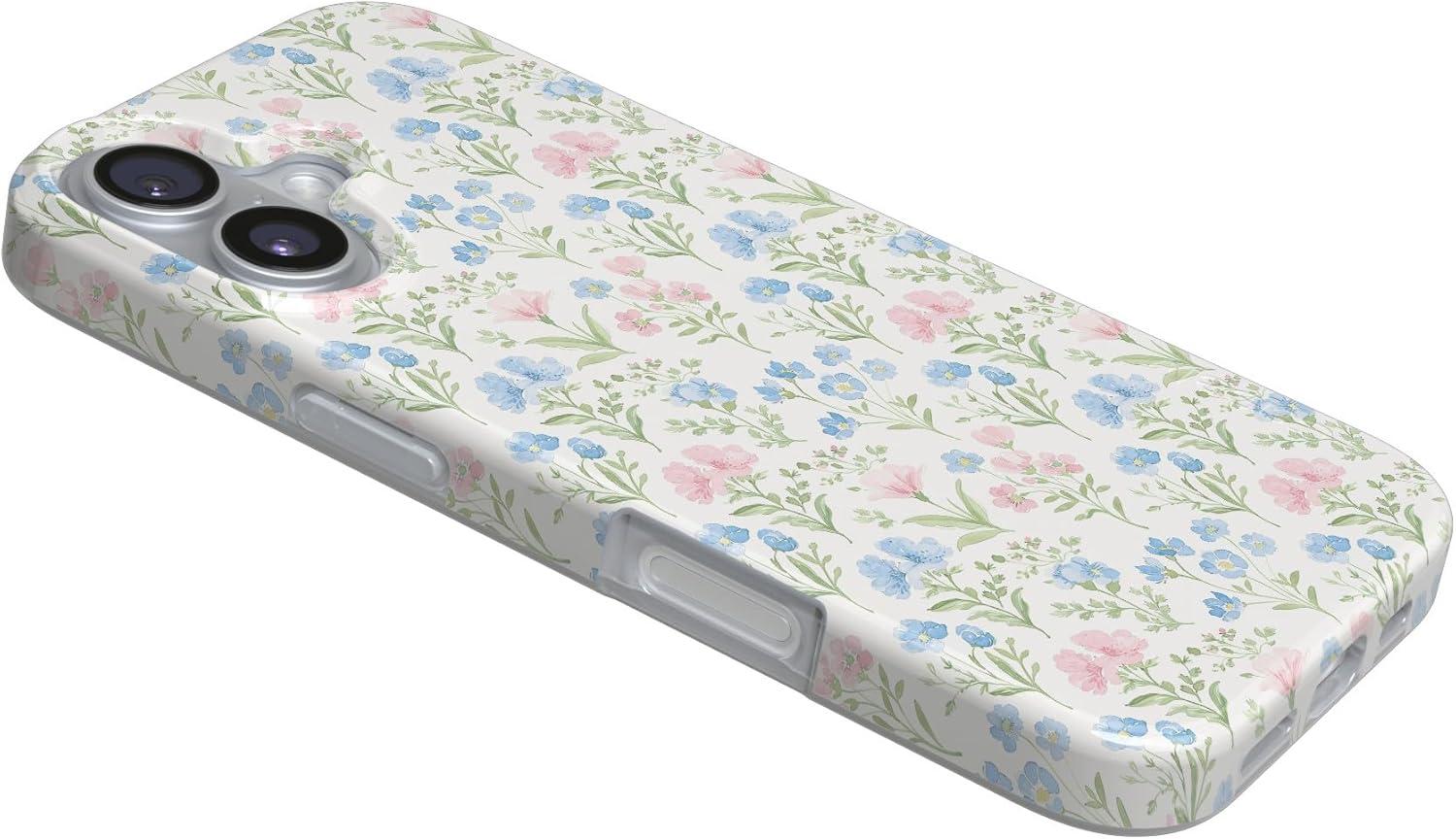 imageCasely iPhone 17 Case Full Bloom Navy Floral Compatible with MagSafe Classic Ultra Thin DesignPastel Garden Sunday Best