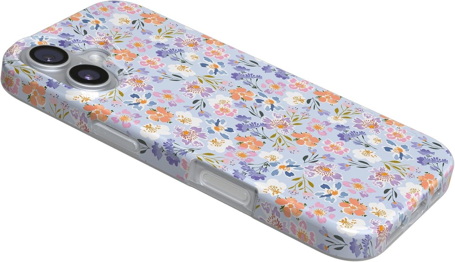 imageCasely iPhone 17 Case Full Bloom Navy Floral Compatible with MagSafe Classic Ultra Thin DesignPoppy Meadows Pastel Floral