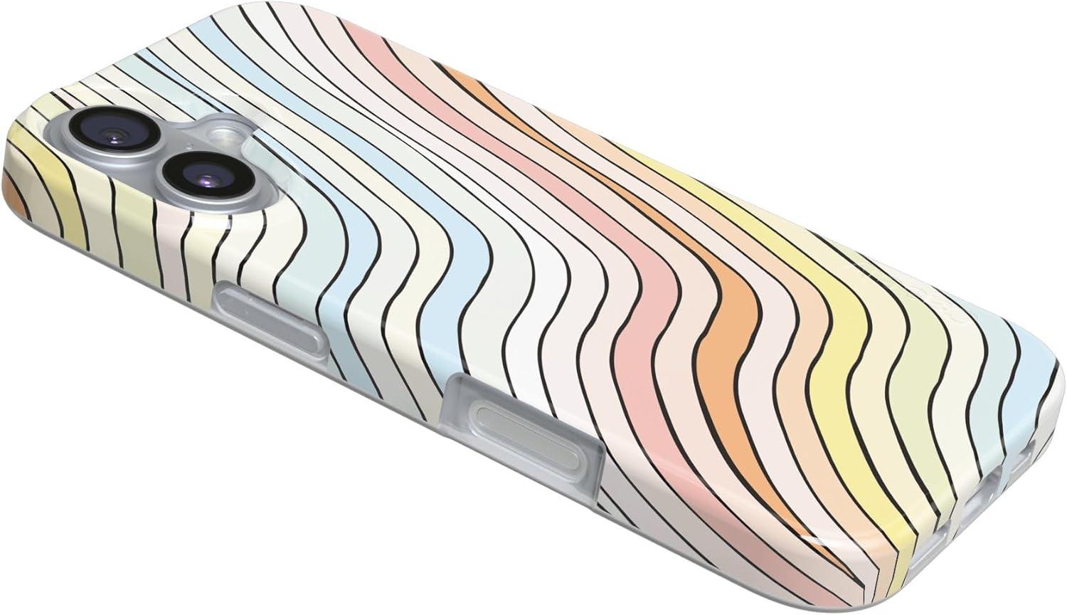 imageCasely iPhone 17 Case Full Bloom Navy Floral Compatible with MagSafe Classic Ultra Thin DesignRide The Wave Pastel Rainbow Lined