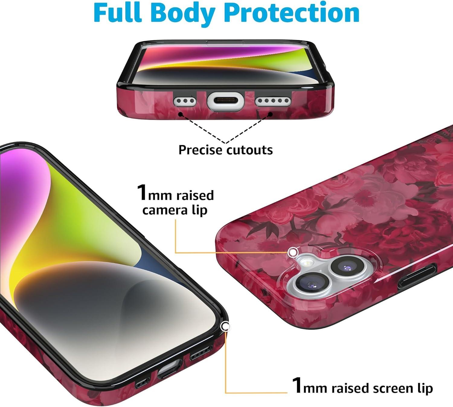 imageCasely iPhone 17 Case Full Bloom Navy Floral Compatible with MagSafe Classic Ultra Thin DesignRomance Novel Moody Floral