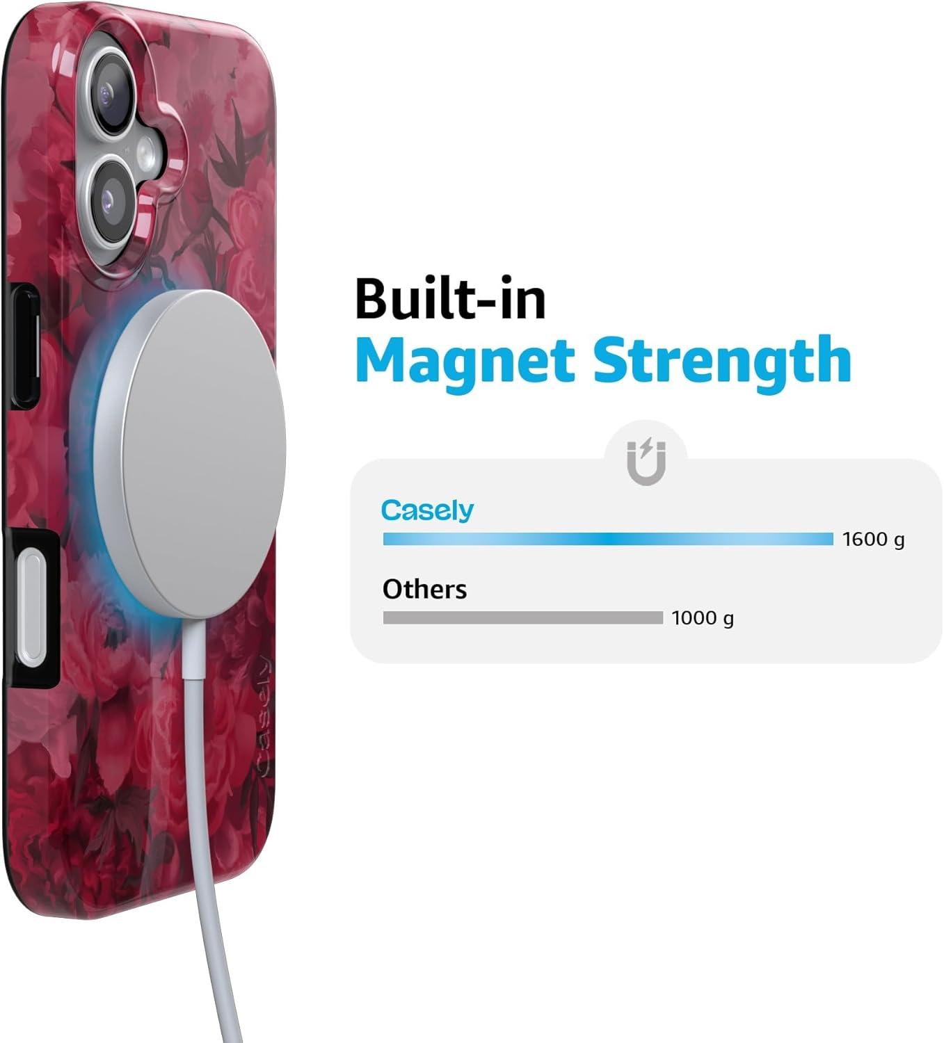 imageCasely iPhone 17 Case Full Bloom Navy Floral Compatible with MagSafe Classic Ultra Thin DesignRomance Novel Moody Floral