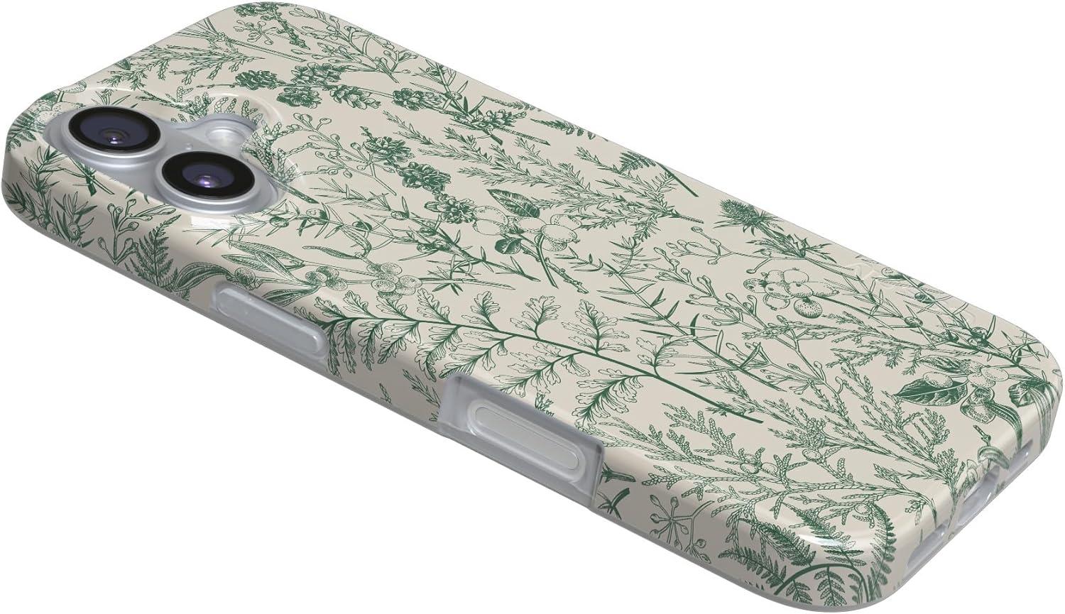 imageCasely iPhone 17 Case Full Bloom Navy Floral Compatible with MagSafe Classic Ultra Thin DesignSage Garden Green Floral