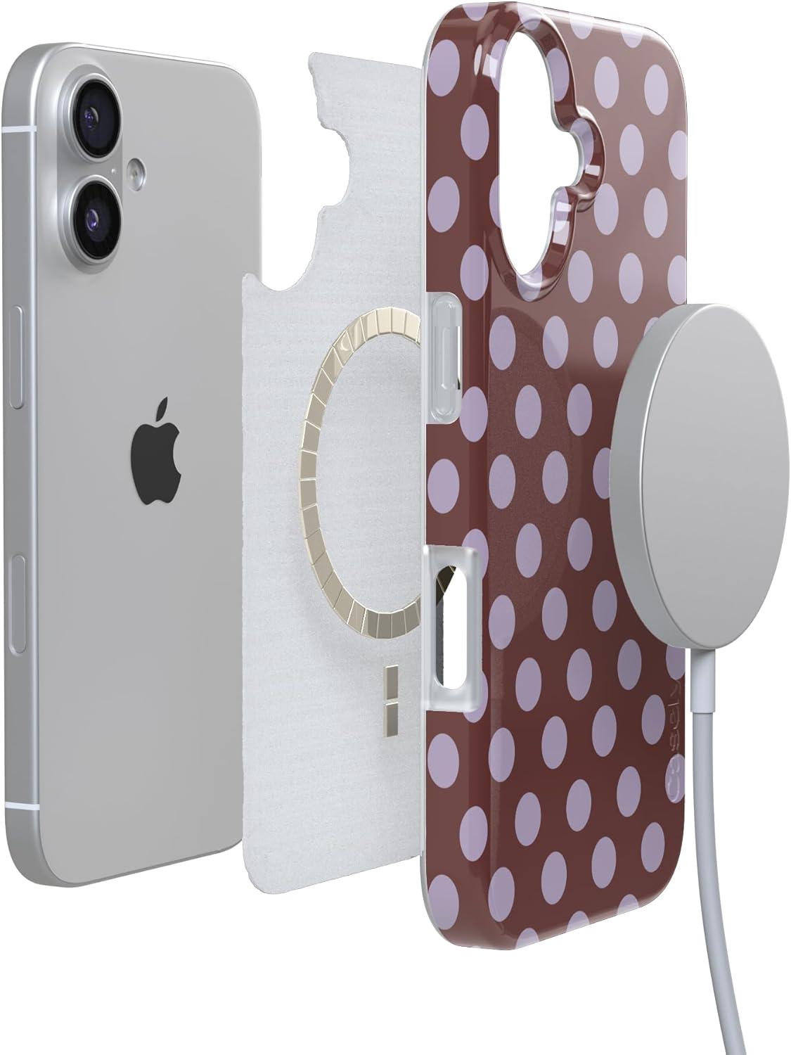 imageCasely iPhone 17 Case Full Bloom Navy Floral Compatible with MagSafe Classic Ultra Thin DesignSpotted in SoHo Burgundy Polka Dot