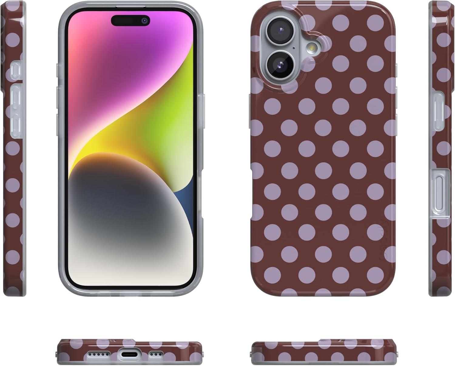 imageCasely iPhone 17 Case Full Bloom Navy Floral Compatible with MagSafe Classic Ultra Thin DesignSpotted in SoHo Burgundy Polka Dot