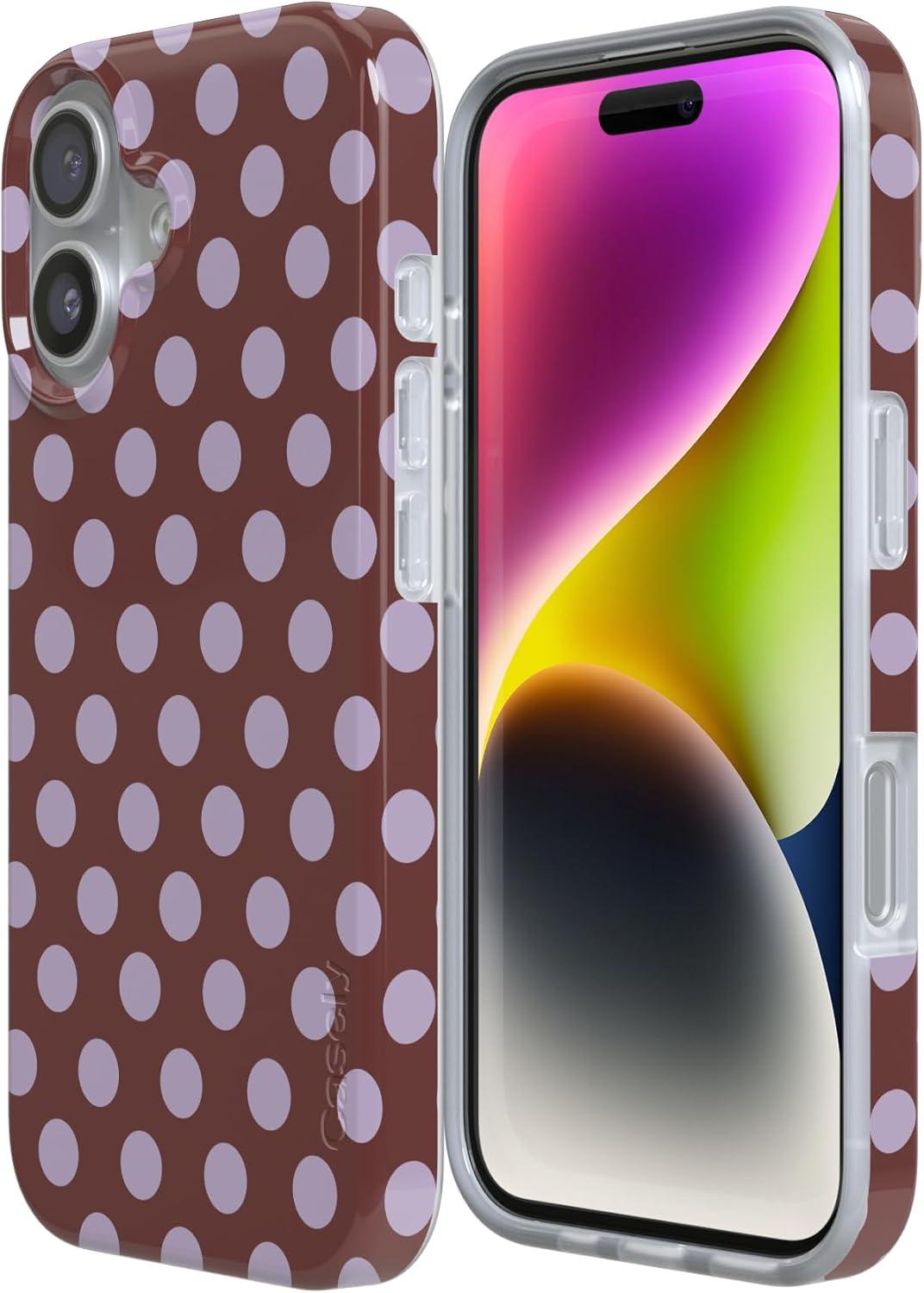 imageCasely iPhone 17 Case Full Bloom Navy Floral Compatible with MagSafe Classic Ultra Thin DesignSpotted in SoHo Burgundy Polka Dot