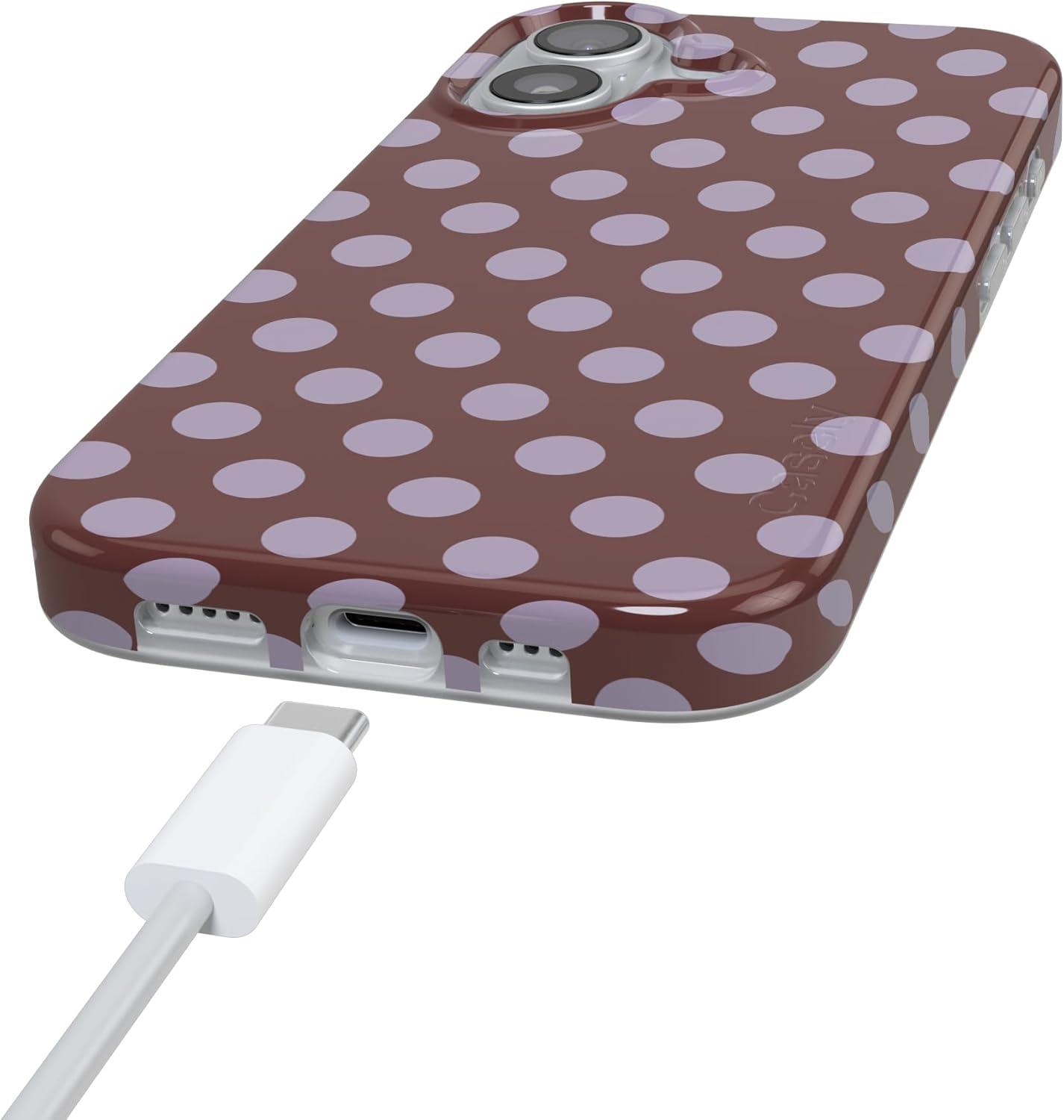 imageCasely iPhone 17 Case Full Bloom Navy Floral Compatible with MagSafe Classic Ultra Thin DesignSpotted in SoHo Burgundy Polka Dot