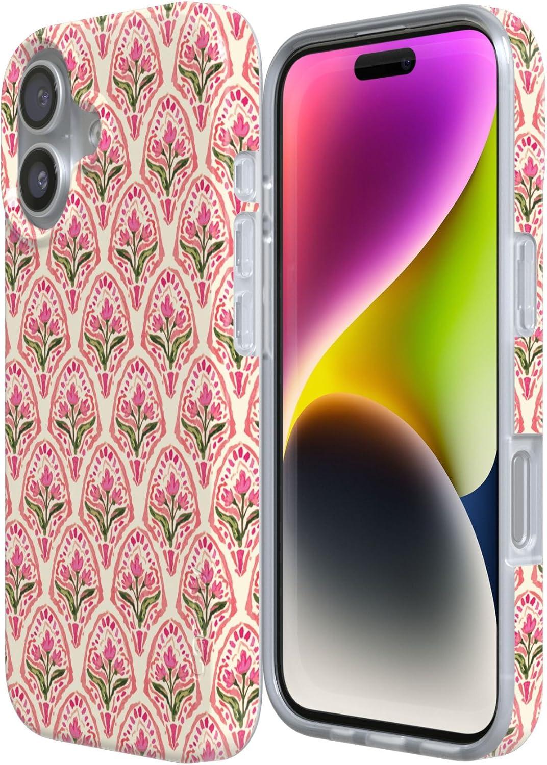 imageCasely iPhone 17 Case Full Bloom Navy Floral Compatible with MagSafe Classic Ultra Thin DesignTulip Tapestry Jenna Palek x Casely