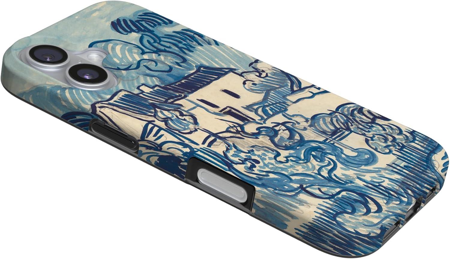 imageCasely iPhone 17 Case Full Bloom Navy Floral Compatible with MagSafe Classic Ultra Thin DesignVan Gogh Landscape With Houses