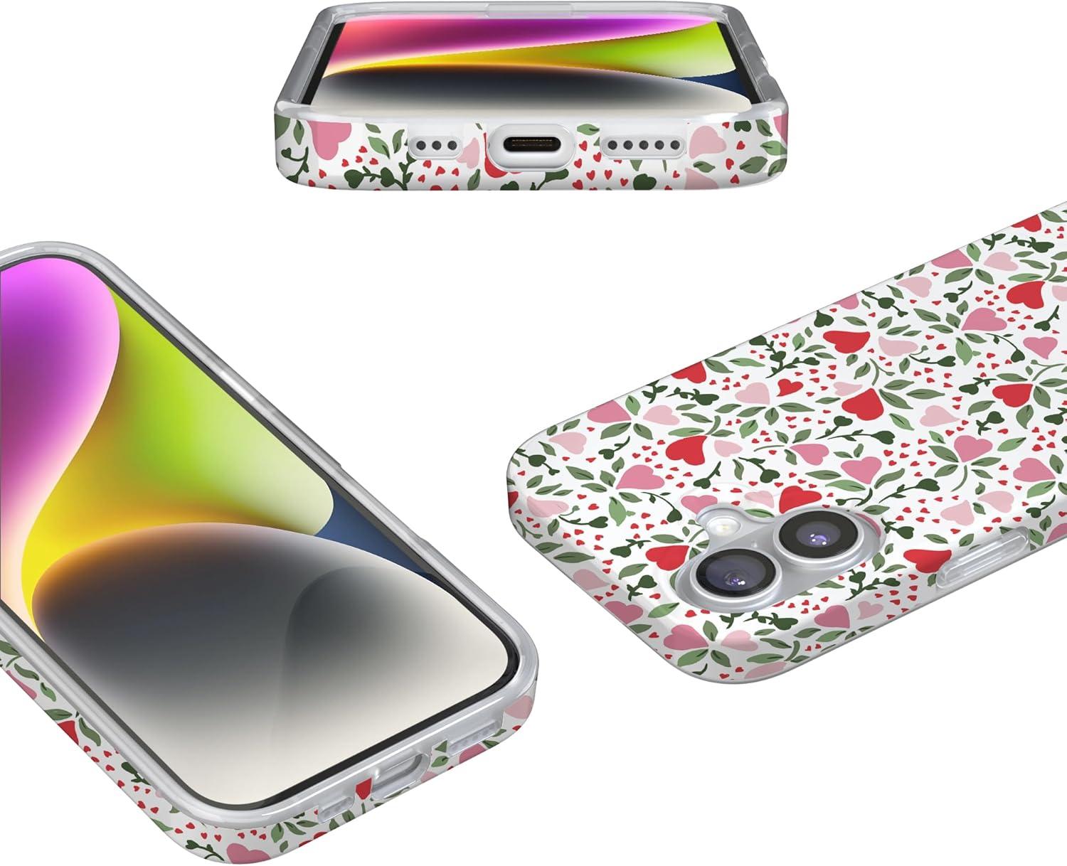 imageCasely iPhone 17 Case Full Bloom Navy Floral Compatible with MagSafe Classic Ultra Thin DesignVines of Love Floral Heart