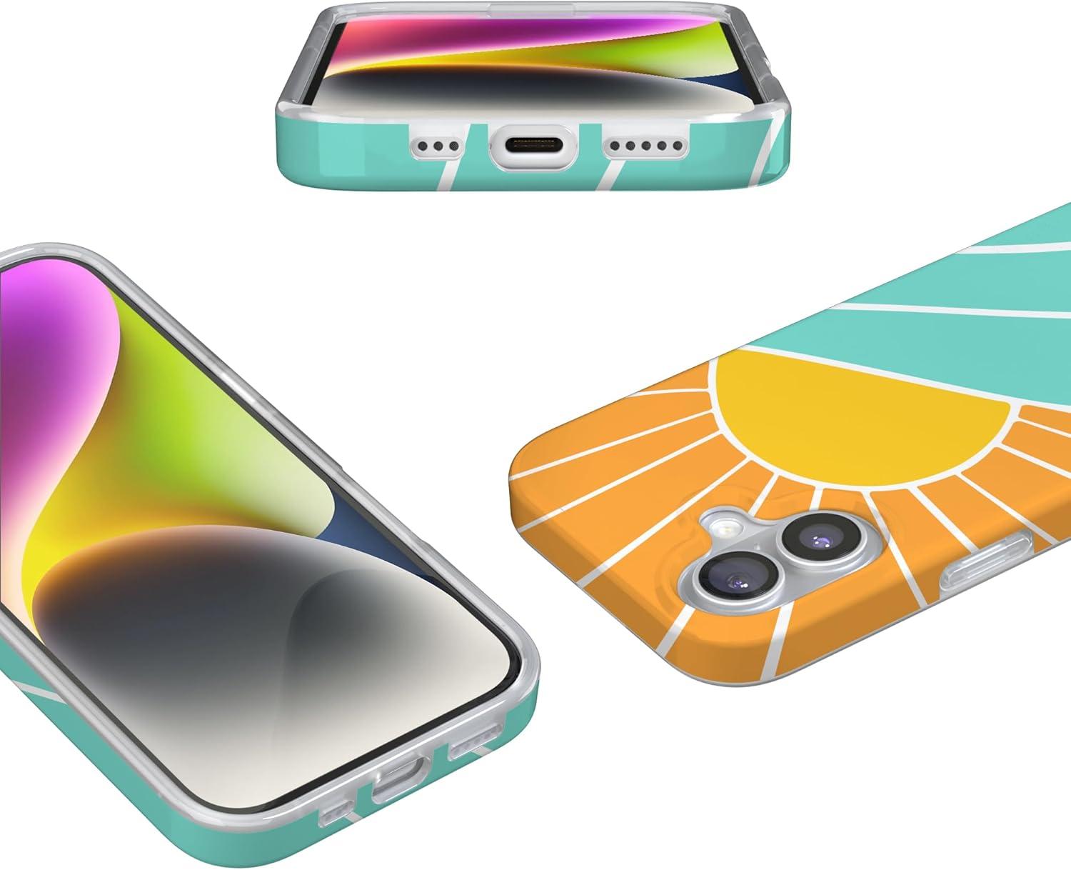 imageCasely iPhone 17 Case Full Bloom Navy Floral Compatible with MagSafe Classic Ultra Thin DesignWaves Rays Sunshine