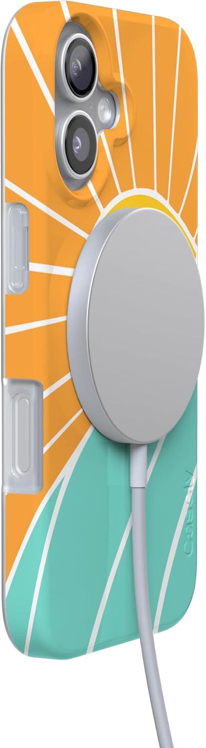 imageCasely iPhone 17 Case Full Bloom Navy Floral Compatible with MagSafe Classic Ultra Thin DesignWaves Rays Sunshine