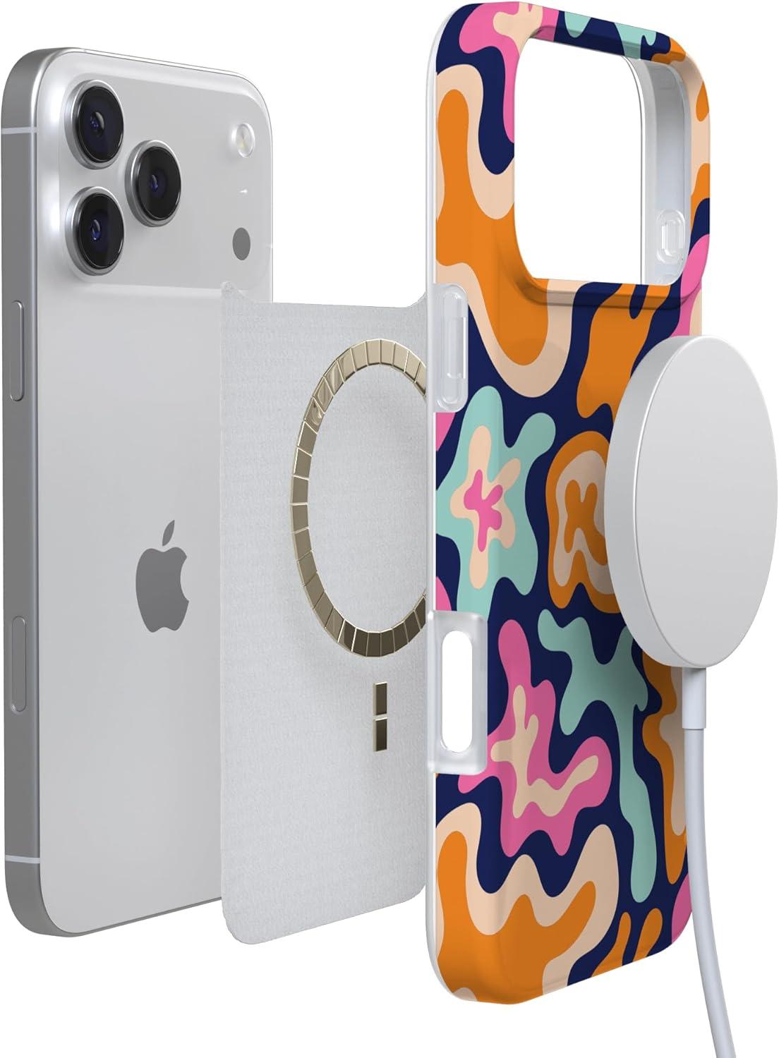 imageCasely iPhone 17 Pro Case Chalet All Day Winter Village Compatible with MagSafe Classic Ultra Thin DesignMidnight Color Splash Abstract Retro