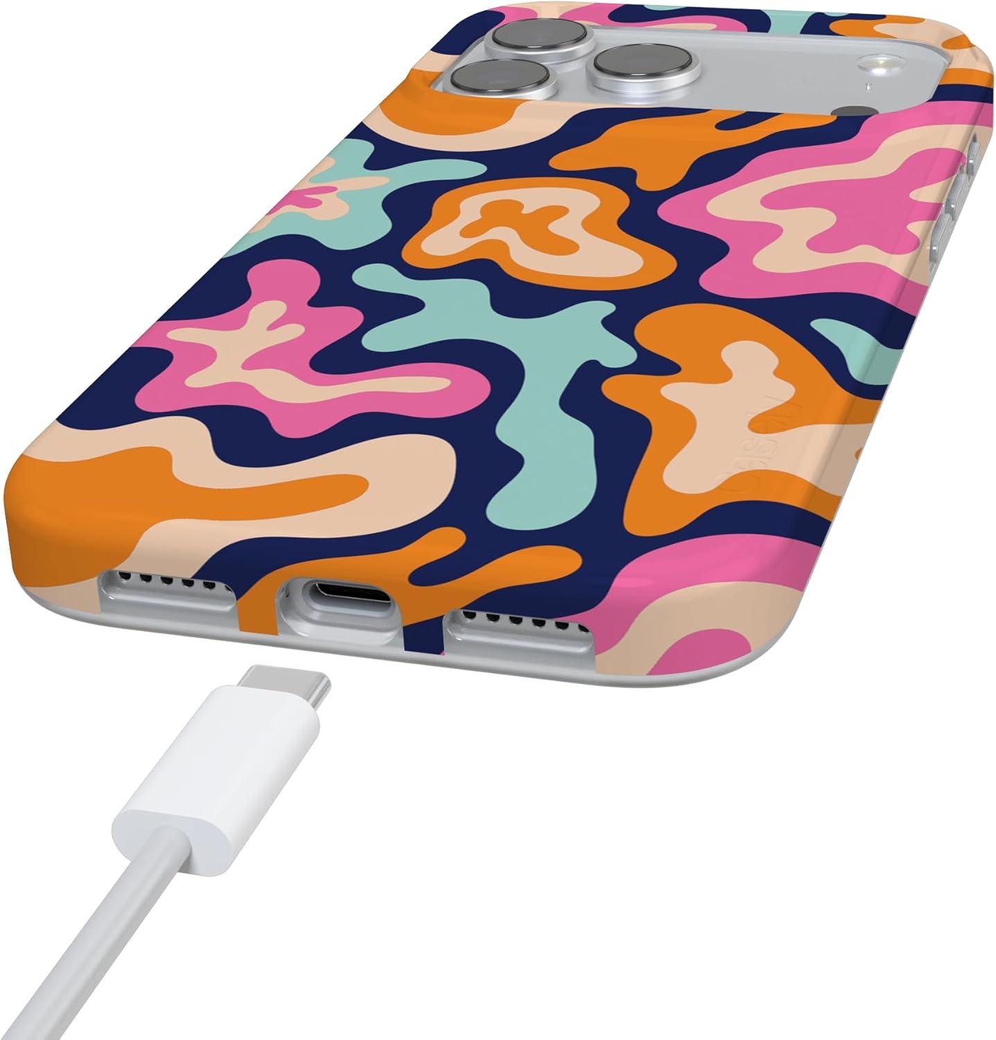 imageCasely iPhone 17 Pro Case Chalet All Day Winter Village Compatible with MagSafe Classic Ultra Thin DesignMidnight Color Splash Abstract Retro