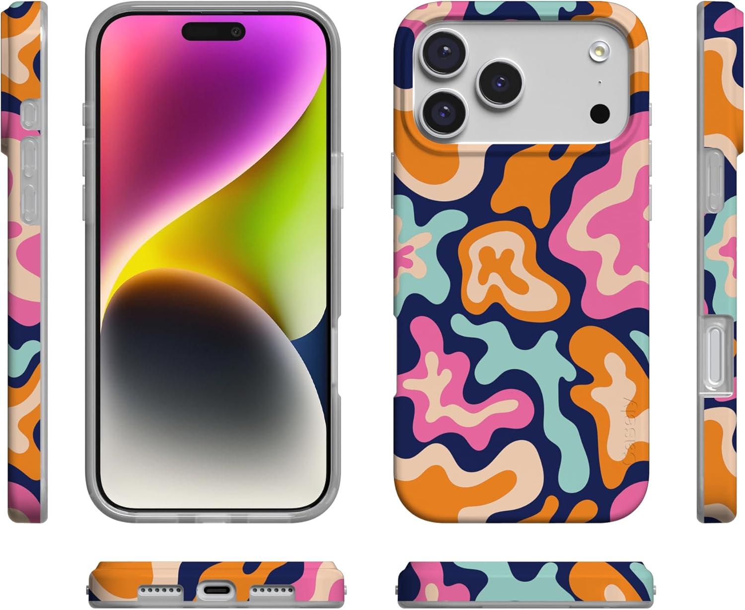 imageCasely iPhone 17 Pro Case Chalet All Day Winter Village Compatible with MagSafe Classic Ultra Thin DesignMidnight Color Splash Abstract Retro