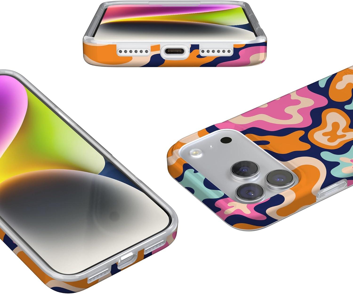 imageCasely iPhone 17 Pro Case Chalet All Day Winter Village Compatible with MagSafe Classic Ultra Thin DesignMidnight Color Splash Abstract Retro