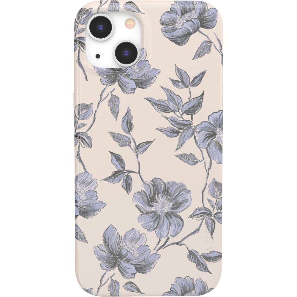 imageCasely iPhone 13 Case  Moody Monochrome  Twilight Flora  Compatible with MagSafe  Classic Ultra Thin DesignInk  Iris  Vintage Floral