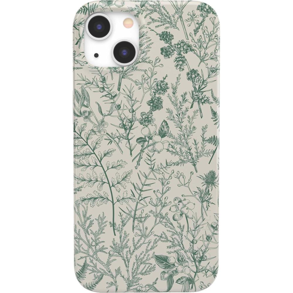 imageCasely iPhone 13 Case  Moody Monochrome  Twilight Flora  Compatible with MagSafe  Classic Ultra Thin DesignSage Garden  Green Floral Case