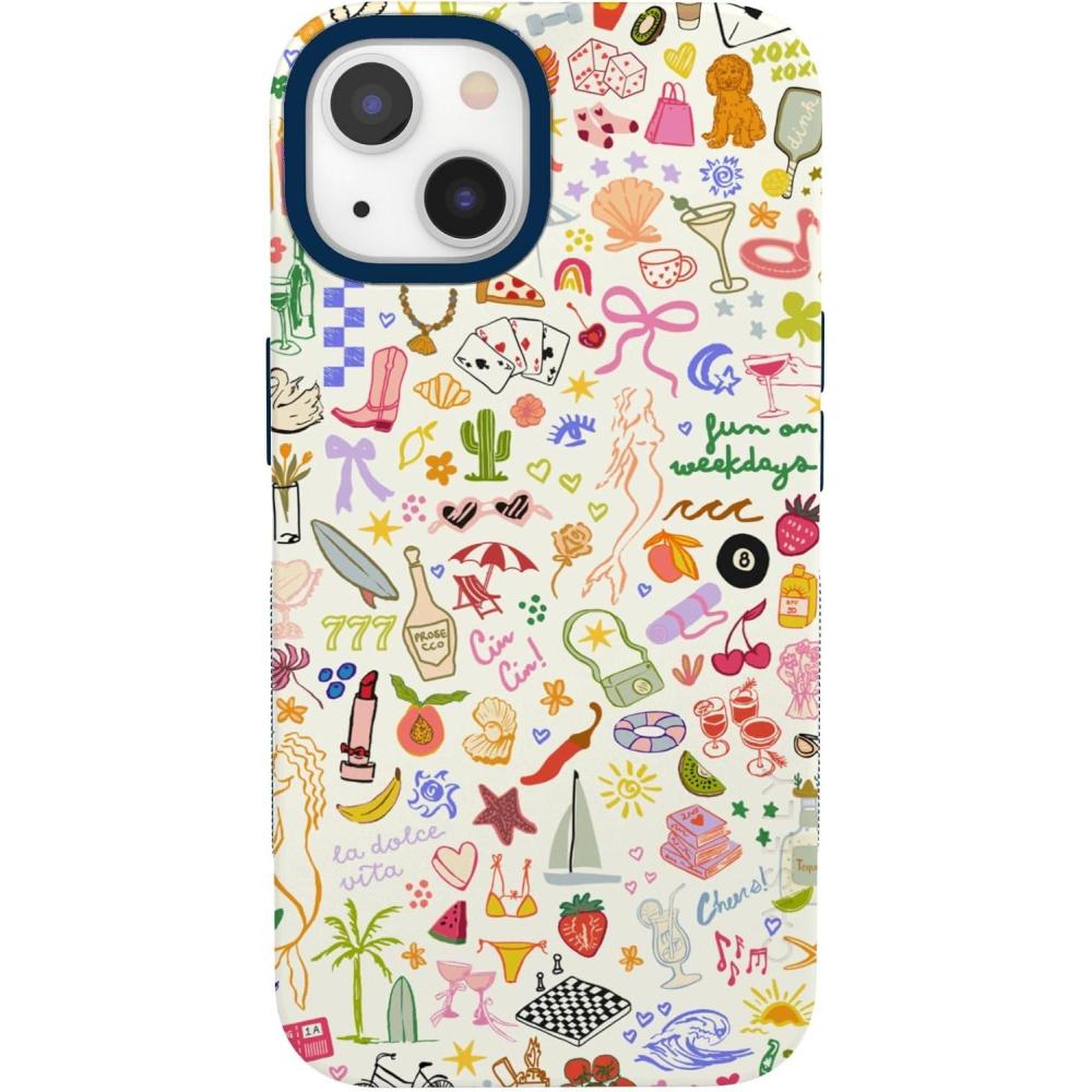 imageCasely iPhone 13 Case  Twilight Flora  Moody Monochrome  Bold Protective Design  Compatible with MagSafeAll the Fun Things  Fun on Weekdays