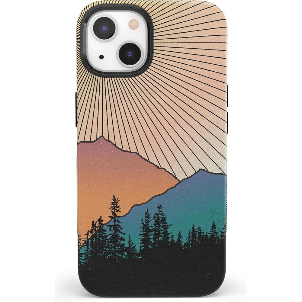 imageCasely iPhone 13 Case  Twilight Flora  Moody Monochrome  Bold Protective Design  Compatible with MagSafeGolden Hour  Mountain Sunset