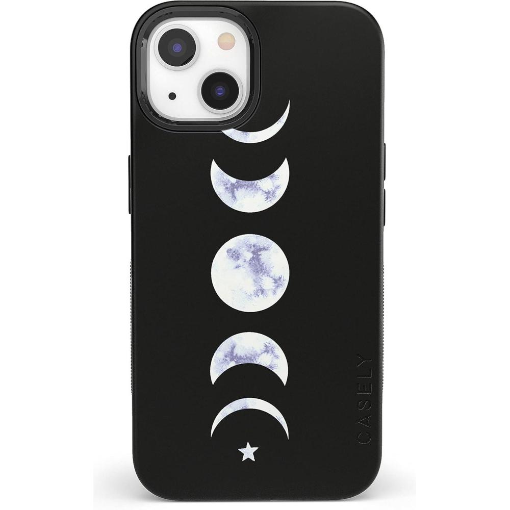 imageCasely iPhone 13 Case  Twilight Flora  Moody Monochrome  Bold Protective Design  Compatible with MagSafeIts Just a Phase  Marble Moon
