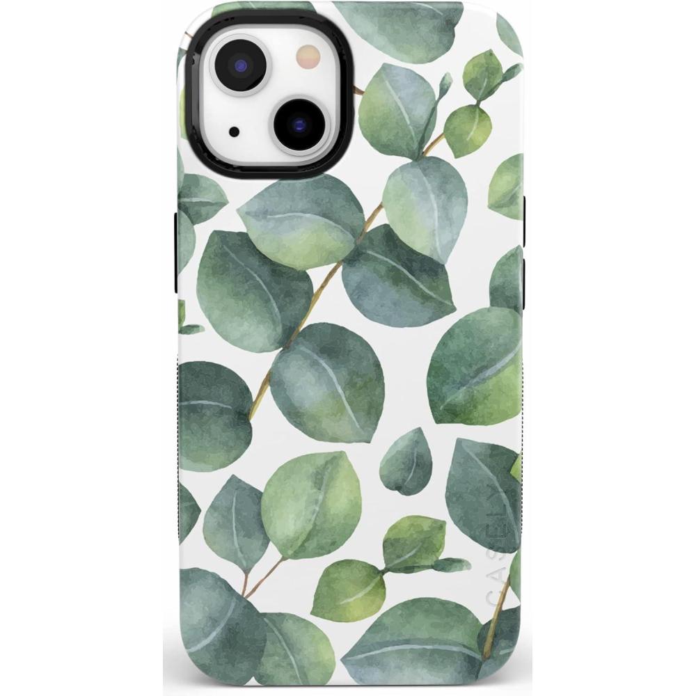 imageCasely iPhone 13 Case  Twilight Flora  Moody Monochrome  Bold Protective Design  Compatible with MagSafeLeaf Me Alone  Green Floral