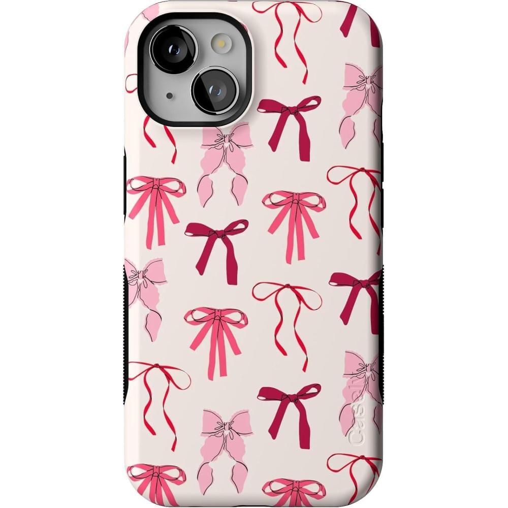 imageCasely iPhone 13 Case  Twilight Flora  Moody Monochrome  Bold Protective Design  Compatible with MagSafeLover Girlie  Pink Bows