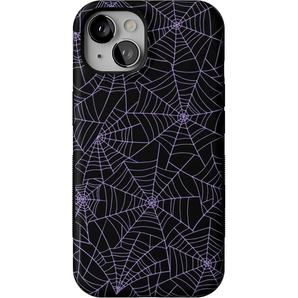 imageCasely iPhone 13 Case  Twilight Flora  Moody Monochrome  Bold Protective Design  Compatible with MagSafeMidnight Web  Spider Web