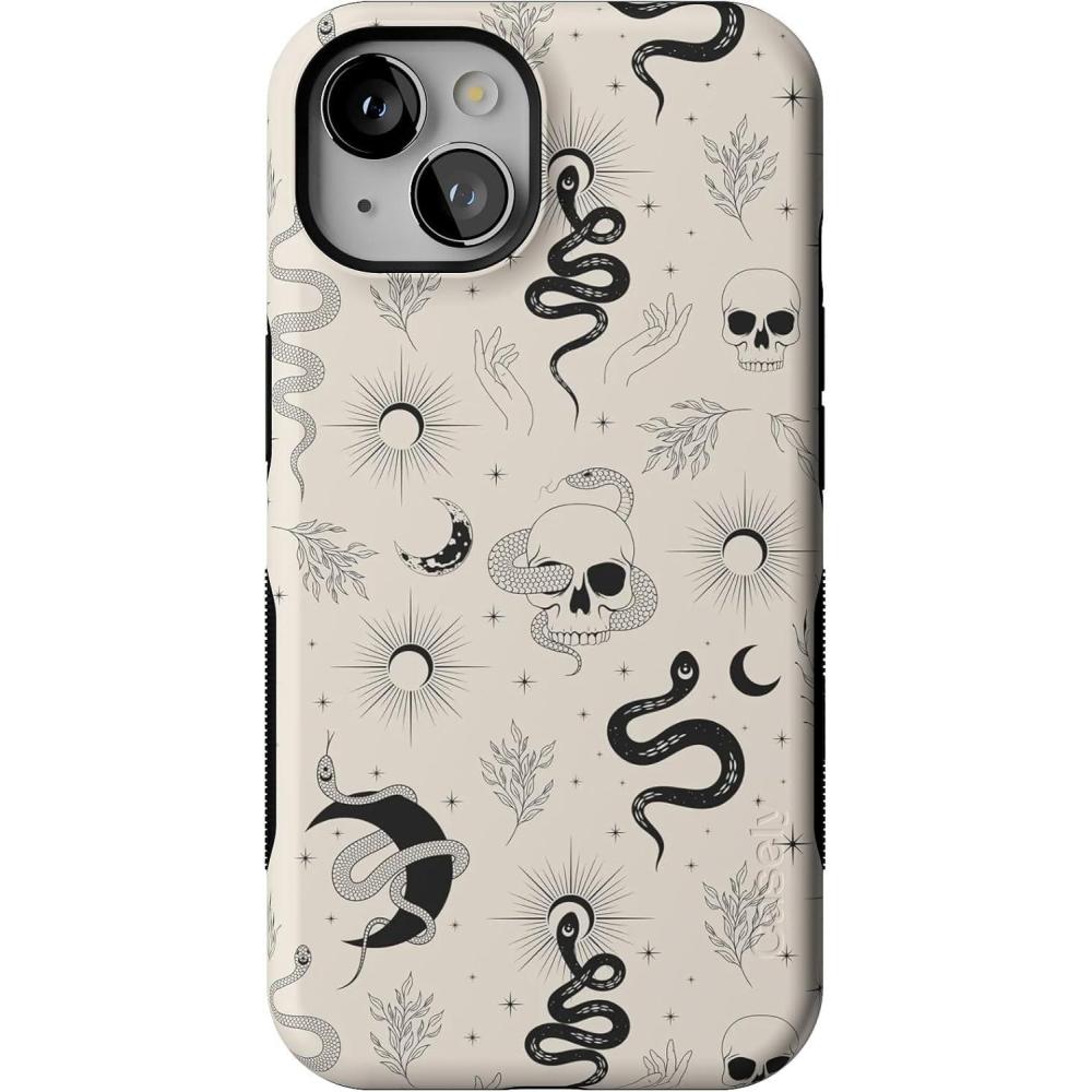 imageCasely iPhone 13 Case  Twilight Flora  Moody Monochrome  Bold Protective Design  Compatible with MagSafeNo Further Explanation  Snakes  Skulls