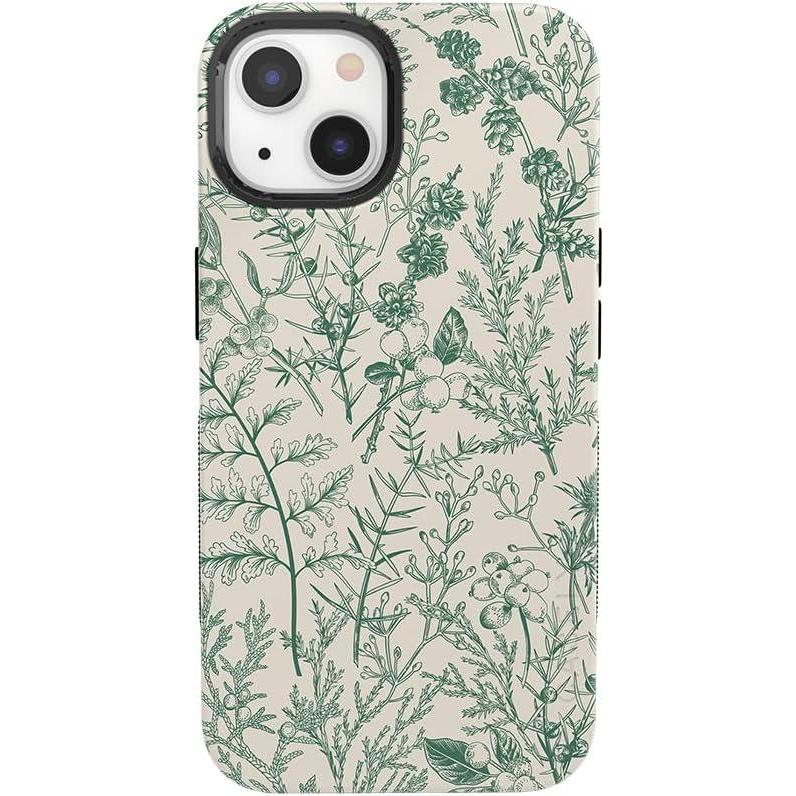 imageCasely iPhone 13 Case  Twilight Flora  Moody Monochrome  Bold Protective Design  Compatible with MagSafeSage Garden  Green Floral