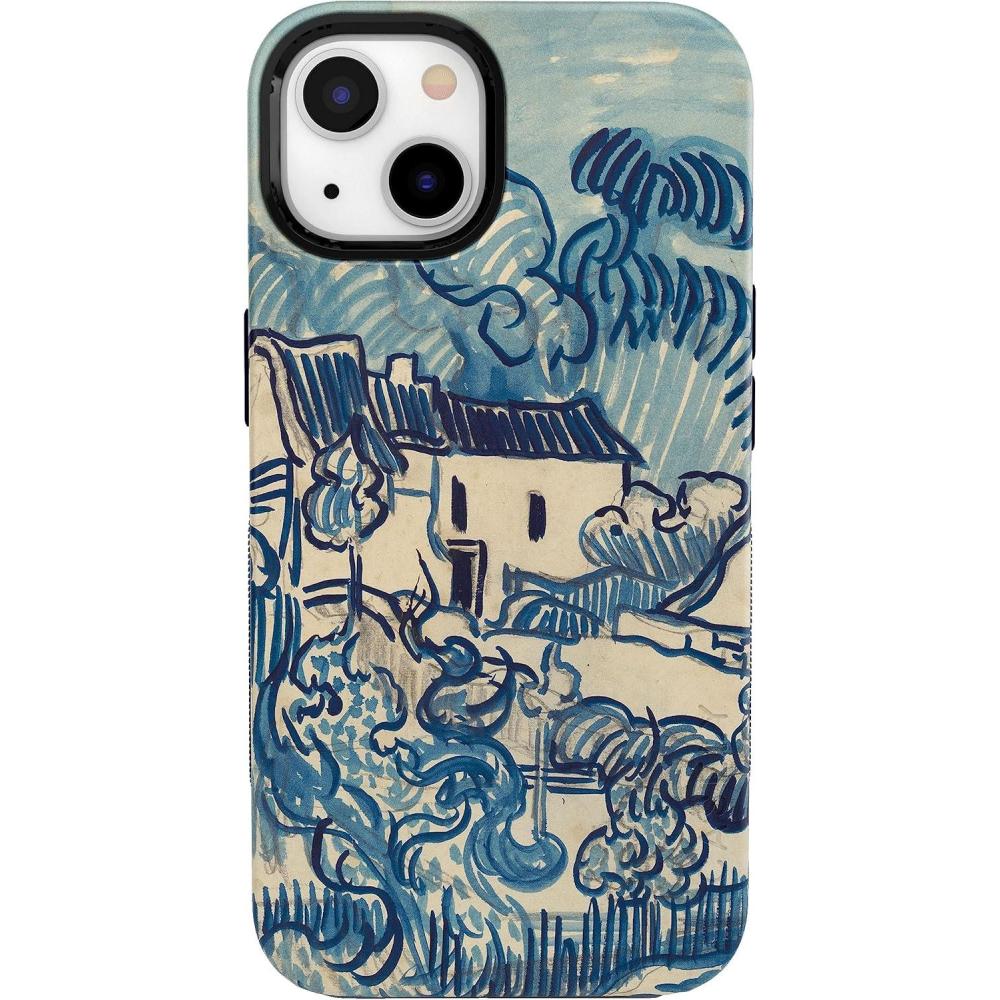 imageCasely iPhone 13 Case  Twilight Flora  Moody Monochrome  Bold Protective Design  Compatible with MagSafeVan Gogh  Landscape With Houses