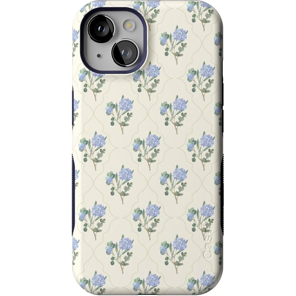 imageCasely iPhone 13 Case  Twilight Flora  Moody Monochrome  Bold Protective Design  Compatible with MagSafeVintage Garden  Blue Hydrangea
