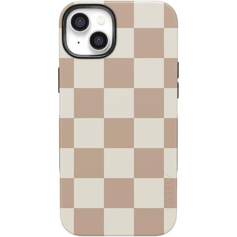 imageCasely iPhone 14 Case  Blue Stripes  Sunday Best  Bold Protective Design  Compatible with MagSafeFit Check  Neutral Checkerboard