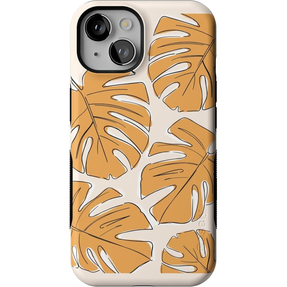 imageCasely iPhone 14 Case  Blue Stripes  Sunday Best  Bold Protective Design  Compatible with MagSafeIsland Time  Tropical Leaves Floral