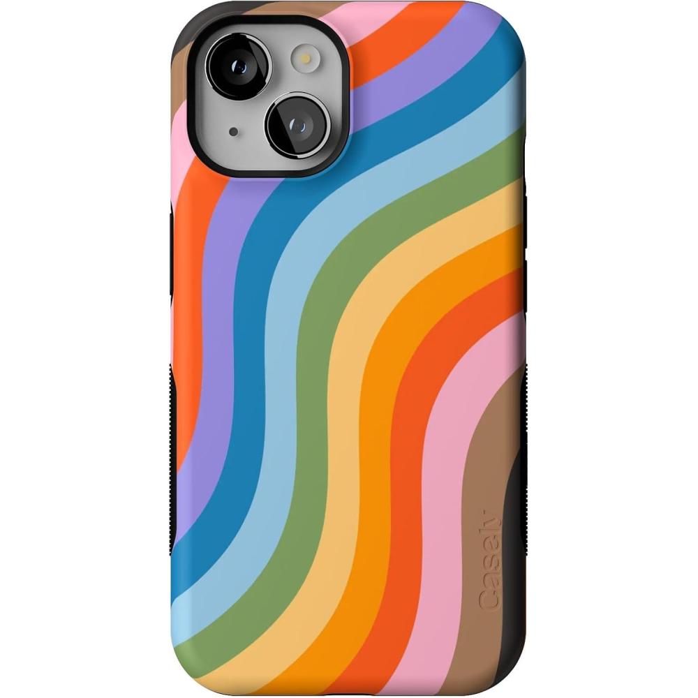 imageCasely iPhone 14 Case  Blue Stripes  Sunday Best  Bold Protective Design  Compatible with MagSafeLove for All  Rainbow Pride