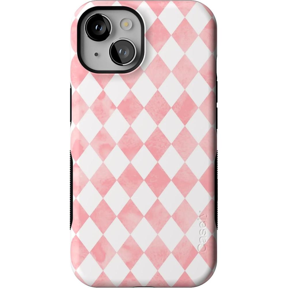 imageCasely iPhone 14 Case  Blue Stripes  Sunday Best  Bold Protective Design  Compatible with MagSafeQueen of Diamonds  Pink Watercolor