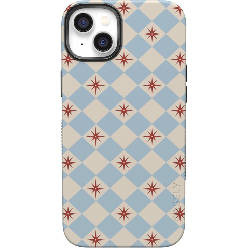 imageCasely iPhone 14 Case  Lovebug  Blue Hearts  Bold Protective Design  Compatible with MagSafeChelsea Checker  Starlight Tiles
