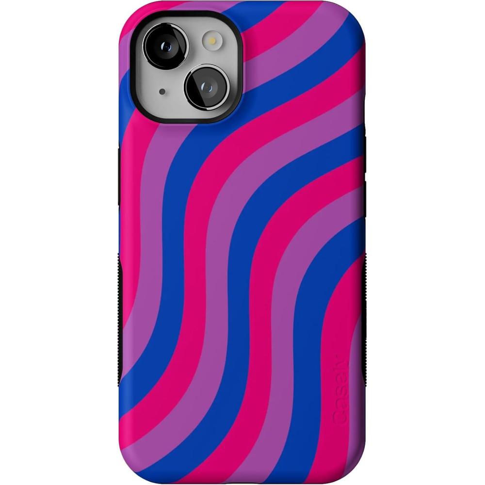 imageCasely iPhone 14 Case  Lovebug  Blue Hearts  Bold Protective Design  Compatible with MagSafeLove Wins  Pride